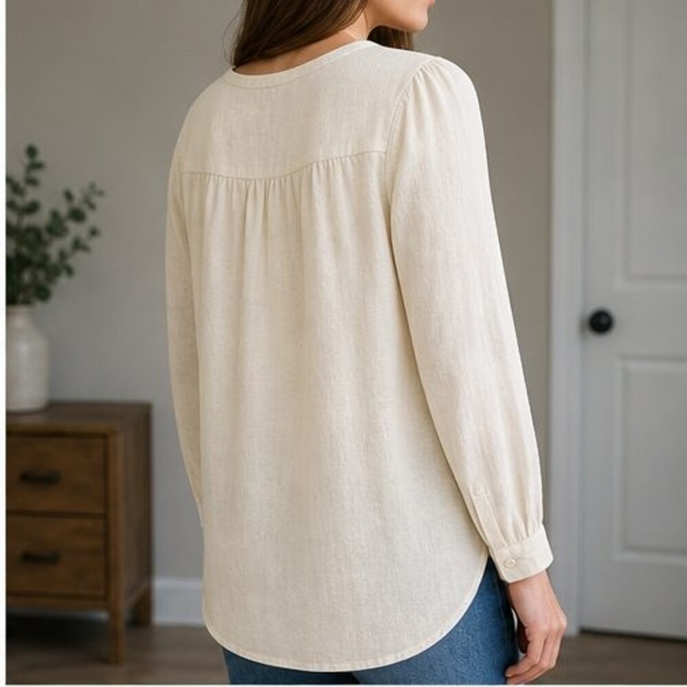 Cream V Neck Top - Picture 3 of 6